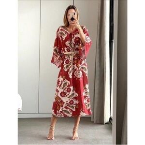 ZARA Linen Blend Printed Tunic Dress XS-Small NWT